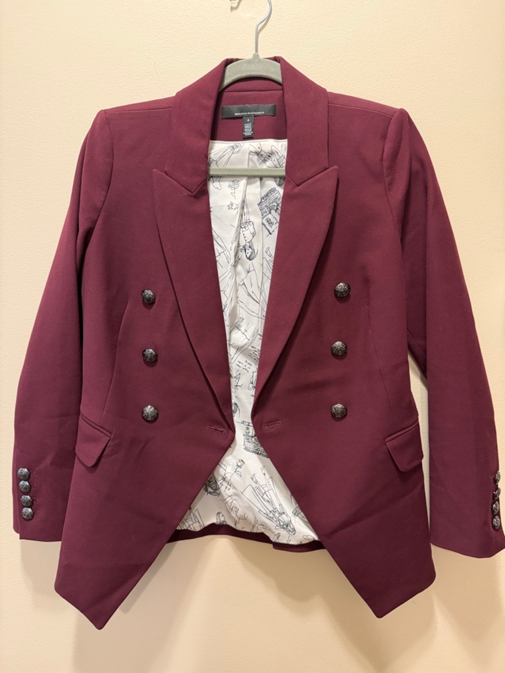 White House Black Market Burgundy Double-Breasted Blazer